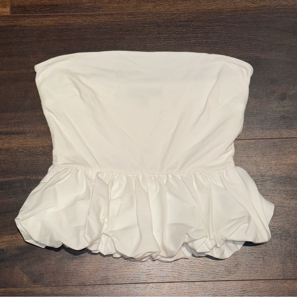 White Strapless Top with Bubble Bottom